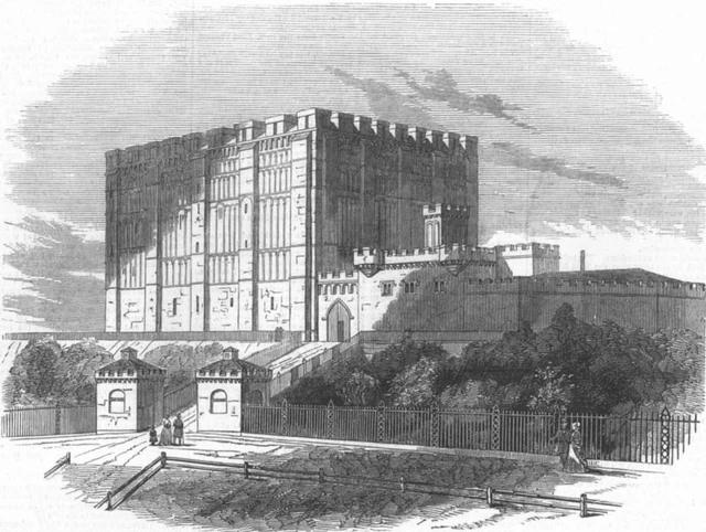NORFOLK. Norwich Castle, antique print, 1847