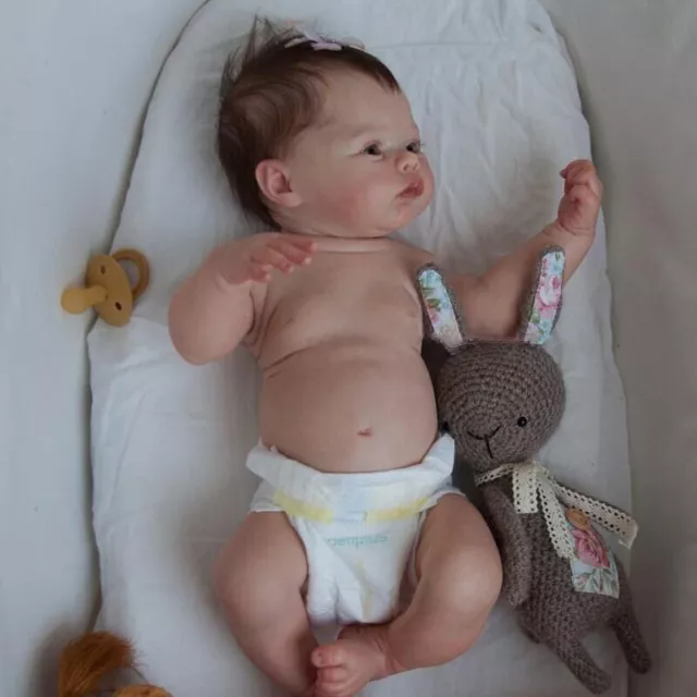 49 cm Reborn Baby Mädchen Puppe Vollkörper Vinyl Silikon Geburtstag Geschenk