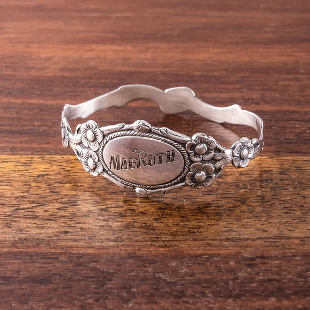 Marthinsen Norwegian 830S Napkin Ring Floral Early 20Thc Monogram Maeruth
