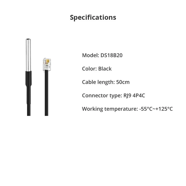 Sonoff DS18B20 Étanche Capteur de Température RJ9 4P4C/2,5mm Fiche Jack 6