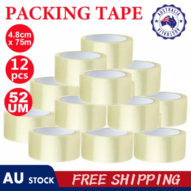 Packing Tape 6/12/24/36/72 Rolls Packaging Clear Sticky Sealing Tape 48mm 75M