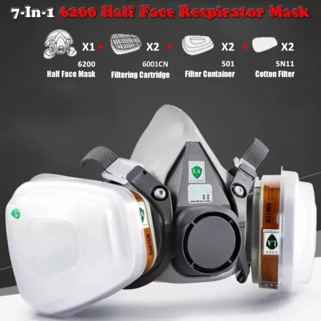 Half Respirator Painting Spraying Face Gas Mask Suit Kit Activated Carbon 6200