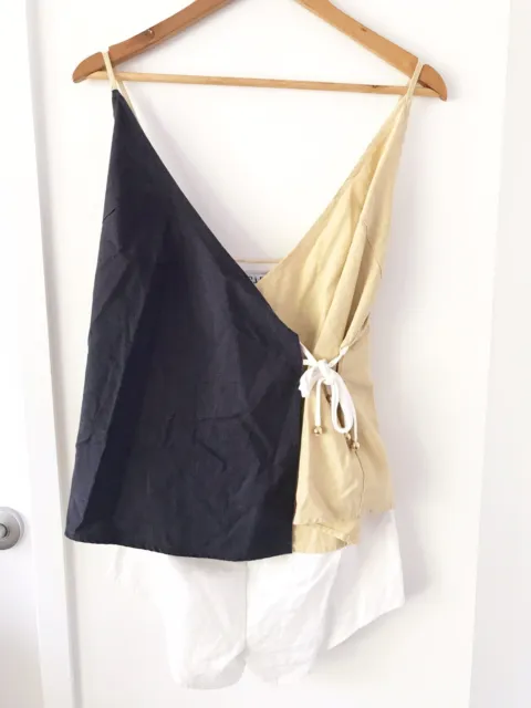 SABO SKIRT Size XS Multicolour Sleeveless Wrap Tie Side Linen Blend Playsuit
