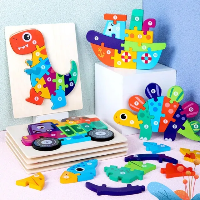 3D Wooden Puzzle for Kids Board Cartoon Animals Montessori Educational Toys gift