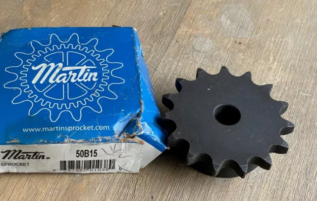 Martin 50B15 Roller Chain Sprocket 50 Chain 15 Teeth Bore 5/8" No Keyway New