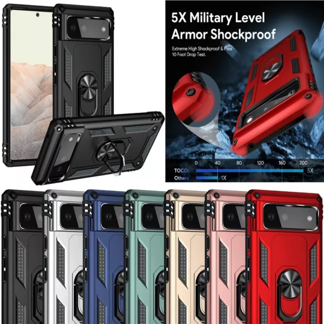 For Google Pixel 8 Pro 7A 6A Case, Slim Ring Armor Shockproof Stand Phone Cover
