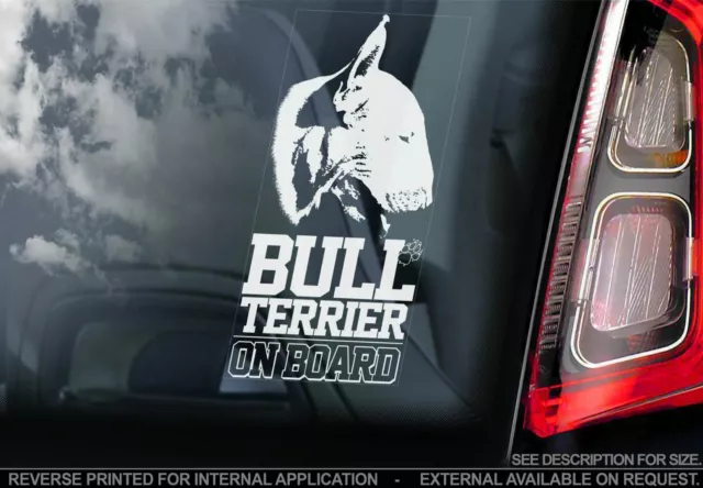 English Bull Terrier Car Sticker - Dog On Board Bumper Window Decal Gift V05