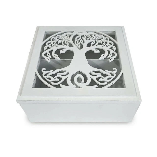 Scatola Decorativa Versa Albero Legno MDF 20 x 8 x 20 cm
