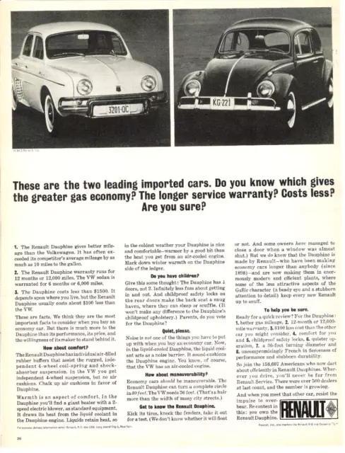 1963 RENAULT Dauphine Automobile Imported Car Vintage Print Ad