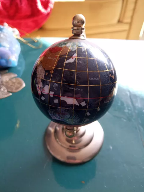 Semi Precious Gemstone Desktop Globe 5"