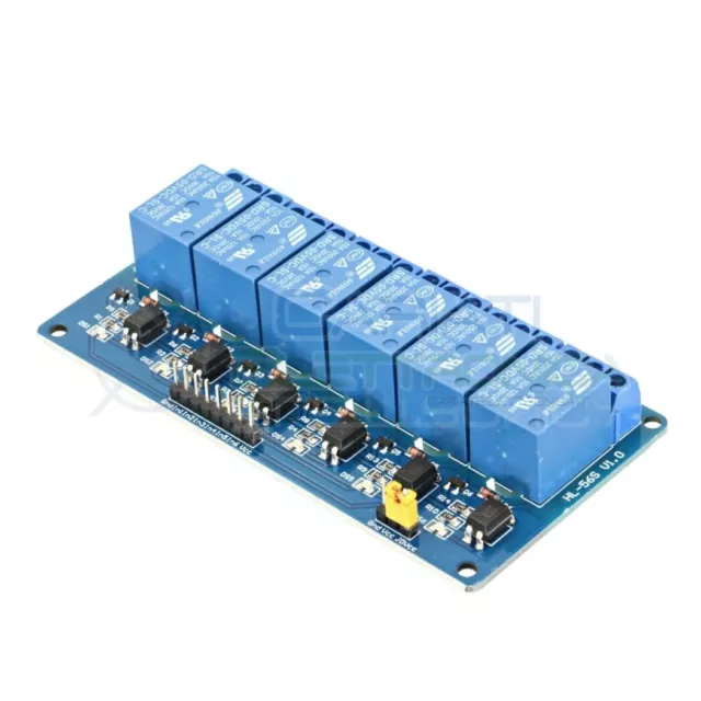 MODULO SCHEDA RELE' 6 CANALI OPTOISOLATI 10A 250V ARDUINO SHIELD 5Vdc CON LED