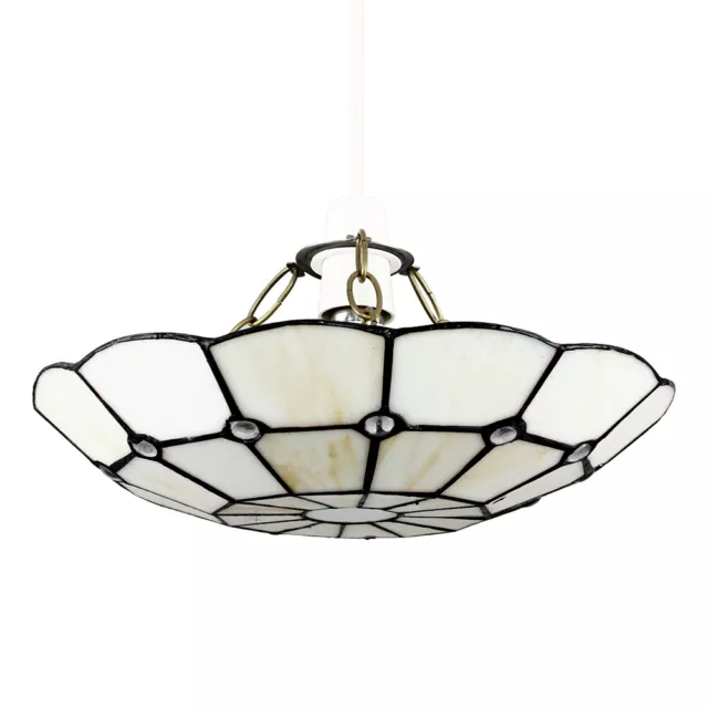 Retro Stained Glass Ceiling Light Shade Tiffany Style Easy Fit Pendant Lampshade