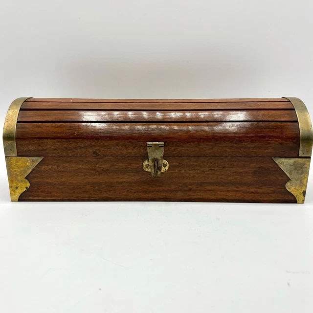ANCIEN PLUMIER EN BOIS D'ECOLIER AVEC DIVERS