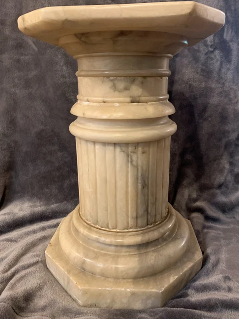 Antique Carrara Marble Column Architectural Pedestal Plant or Sculpture Stand