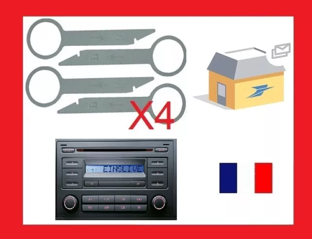 2 Cles clef d'extraction autoradio casette et cd demontage VW NEW BEETLE -  skyexpert