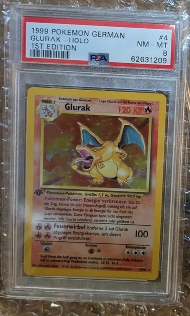 Pokemon Glurak/Charizard 1st Edition Base Set | PSA 8 Near Mint-Mint | German