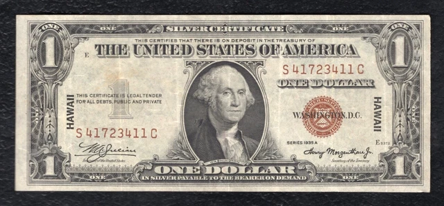 Fr. 2300 1935-A $1 One Dollar “Hawaii” Silver Certificate Note Very Fine+ (D)