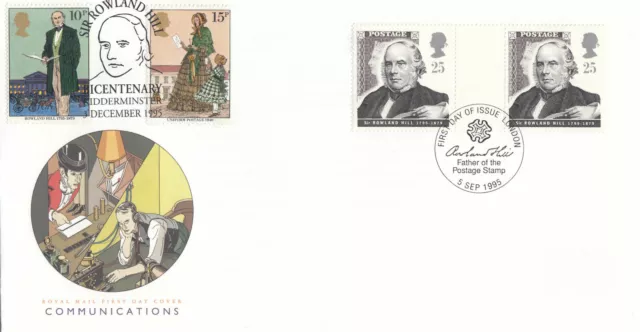 (67129) GB FDC DOUBLED GUTTER PAIR Communications Rowland Hill Bath 1995