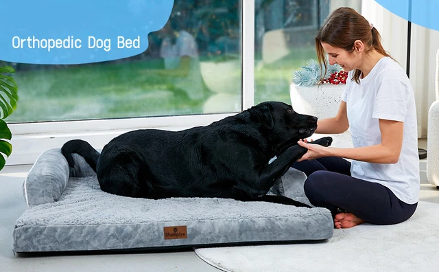 SheSpire Gray Orthopedic Dog Bed Memory Foam Bolster Pet Sofa for X-Large Dogs
