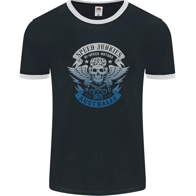 Australia Speed Junkies Biker Motorcycle Mens Ringer T-Shirt FotL