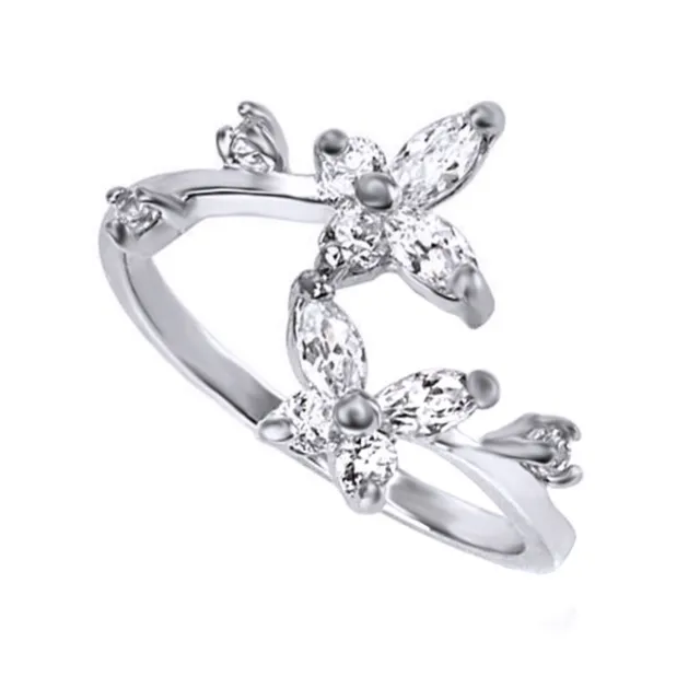 Butterfly Multi-Shape 1 Ct Round Moissanite 925 Sterling Silver Ring For Women