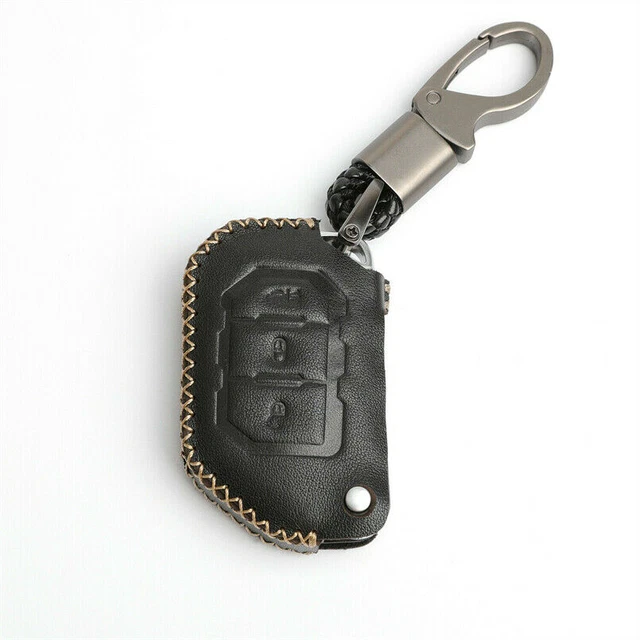 For Jeep Wrangler JL Gladiator JT JLU Leather Car Start Flip Key Fob Cover Bag
