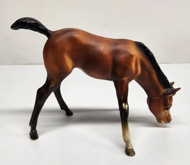 Vtg Breyer Horse Traditional Grazing Bay Foal Colt Bows Model #151 Made In USA