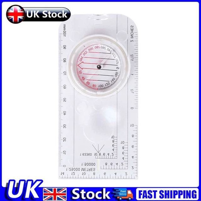 ACRYLIC DRAWING SCALE Compass Map Ruler Pointing Guide Portable ...