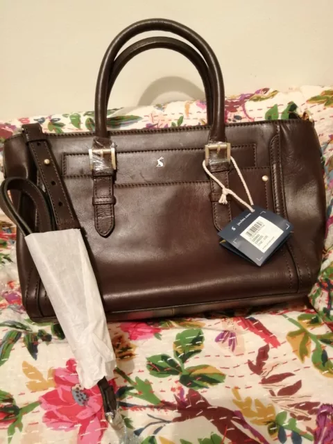 JOULES Hathaway Mini Chocolate Leather Cross Body Grab Bag Handbag Bag Rrp £169