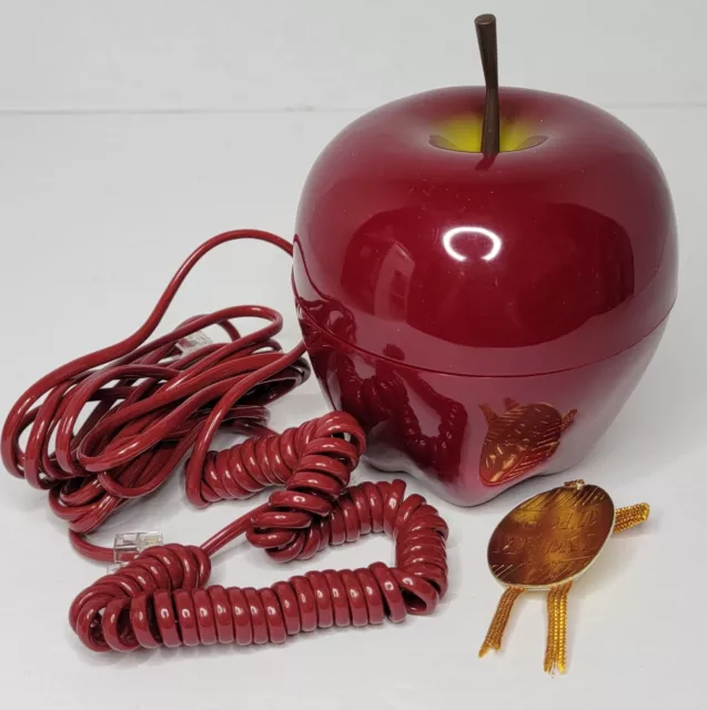 Vtg 1985 Red Apple Phone Novelty Push Button Landline Telephone Rare NIB