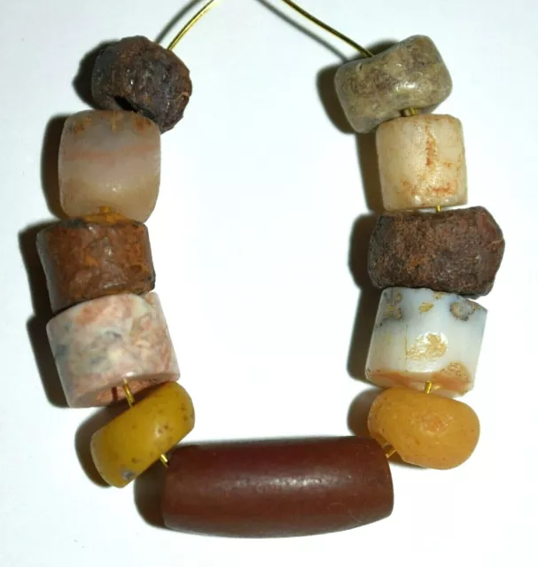 Ancient Glass Stone Excavated Djenne Dig Beads Mali African Trade 1000 Years Old