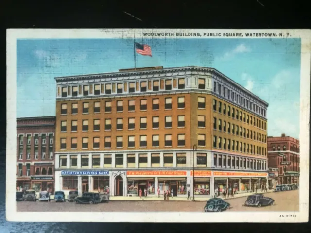 Vintage Postcard 1934 Woolworth Building Public Square Watertown New York