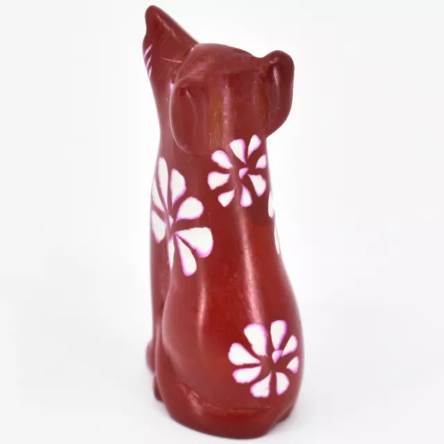 Hand Carved Kisii Soapstone Tiny Miniature Red Puppy Dog Figurine Made Kenya 3