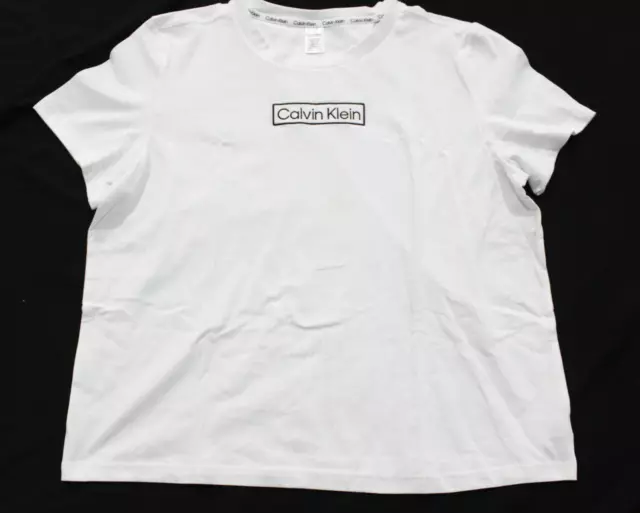 Calvin Klein Women's Reimagined Heritage Lounge T-Shirt AH4 White Size XL NWT