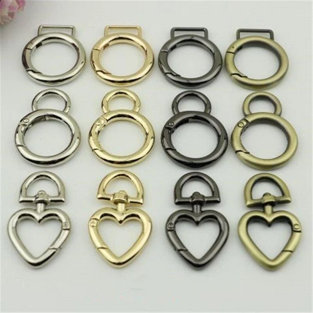 Metal Swivel Clip 2pcs Spring Gate Round O Ring Heart Snap Hooks Keyring Buckle