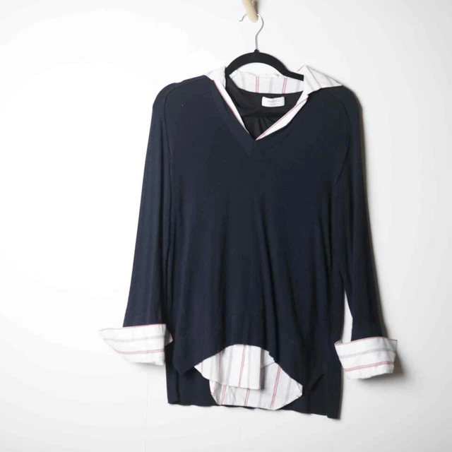 Anthropologie Bailey 44 Sleek Preppy Classic 90s Shirttail Sweater Combo