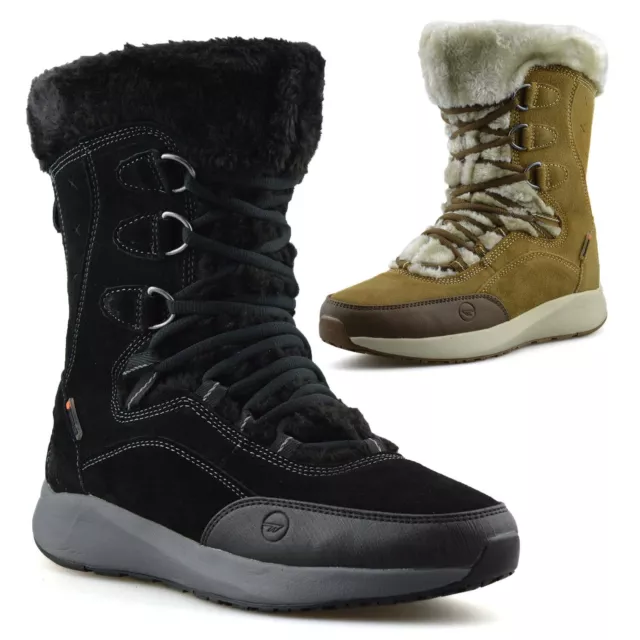 Womens Waterproof Leather Walking Warm Fur Snow Winter Mid Calf Boots Shoes Size