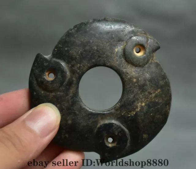 2.8" Old Chinese Hongshan Culture Jade Carved Xuan Ji Yu bi Statue Pendant