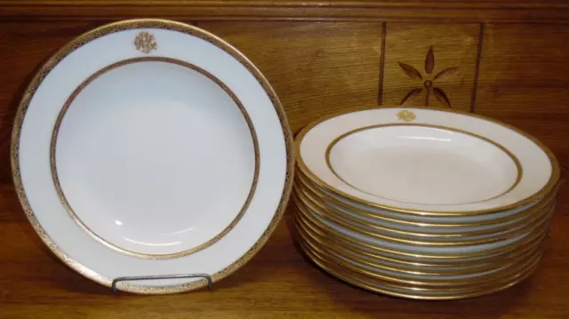 11 Old 8 7/8" Lenox Bailey Banks Biddle Gold Encrusted Rimmed Soup Bowls - D-12