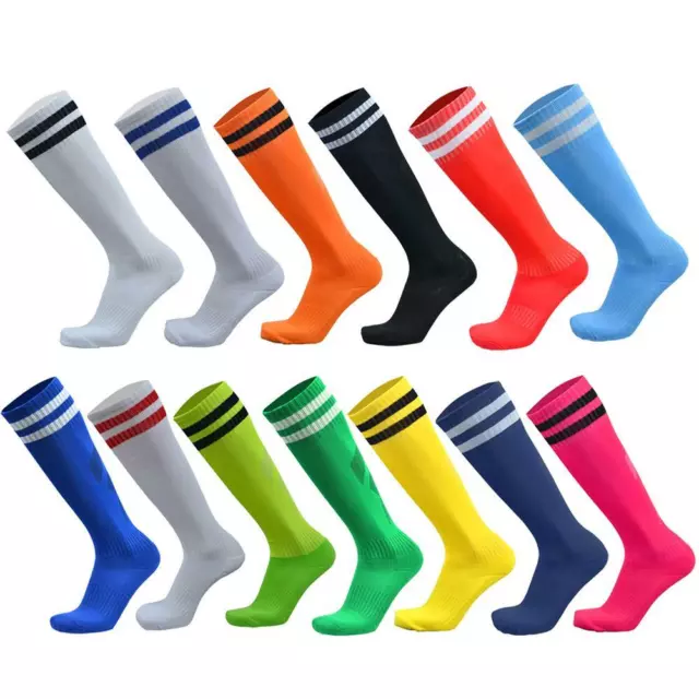 Football Stripe Socks Rugby Hockey Soccer Mens Womens Kids Sports Long Socks UK