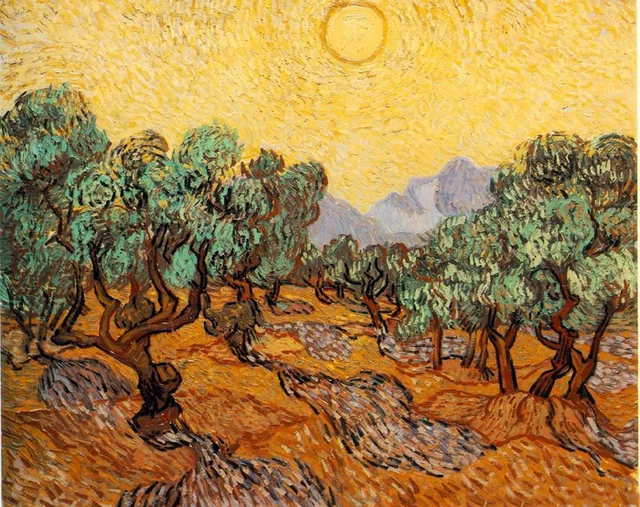 Art Oil painting Vincent Van Gogh - Olive Trees with Yellow Sky and Sun canvas