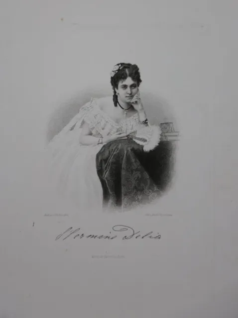 Hermine Claar-Delia (1848-1908) Portrait Stahlstich von Weger ca. 1860