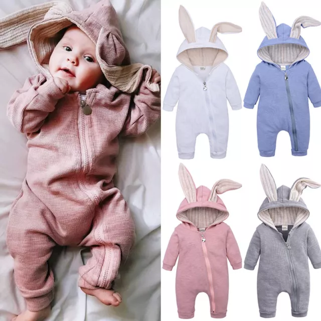 Newborn Kids Baby Boy Girl Infant Clothes Jumpsuit Romper Bodysuit Outfit Hooded