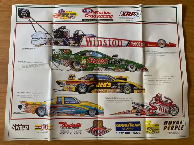 NHRA Winston Drag Racing 2000 Champions Poster 21" x 28"