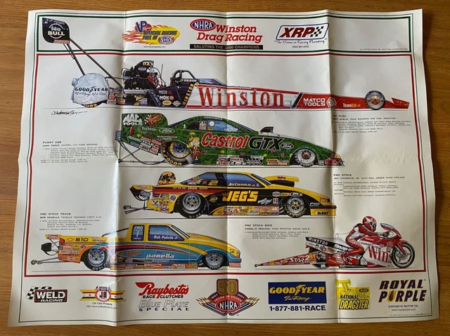 NHRA Winston Drag Racing 2000 Champions Poster 21" x 28" NHRA Winston Drag Racing 2000 Champions Poster 21" x 28"