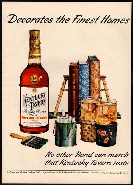 1952 KENTUCKY TAVERN Straight Bourbon Whiskey - Cigarette Paint Can VINTAGE AD