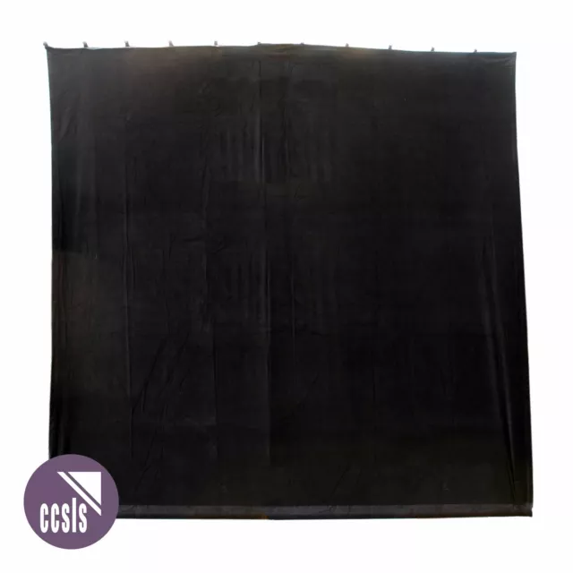 BravoPro 33BBK 3M x 3M Black Cotton Velvet Curtain - Flat
