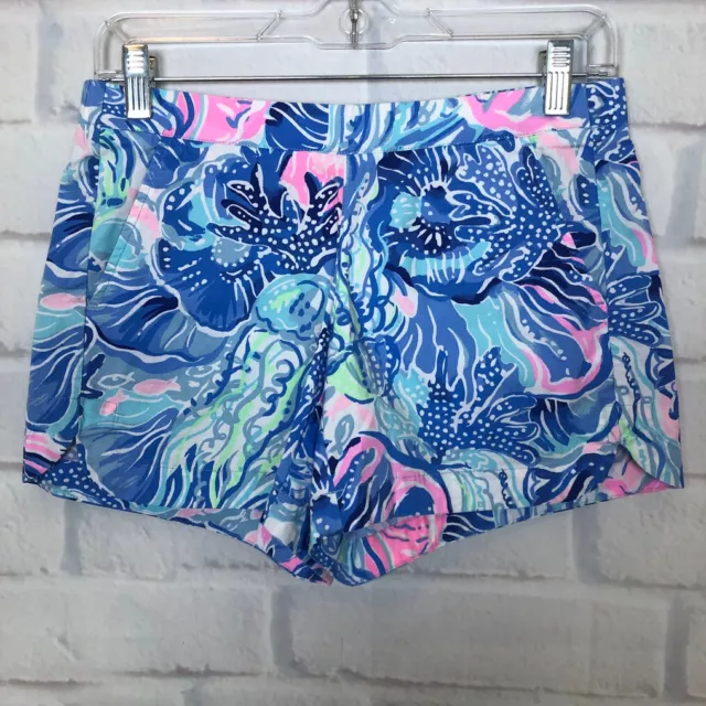 Lilly Pulitzer Ocean View Shorts Size XS Saltwater Blue Under Sea