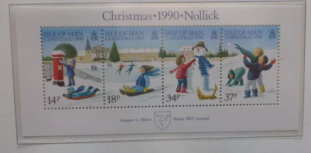 Isle Of Man 1990 Christmas 4 Stamp Mini Sheet Mint Stamps