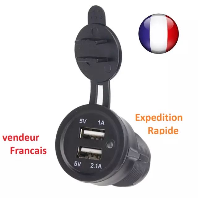 Chargeur Voiture Allume-cigare double charge port USB2 15W et USB